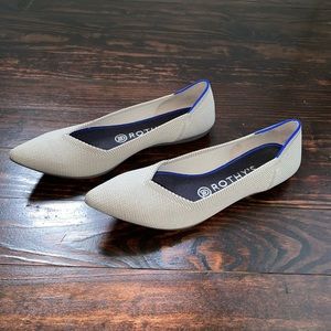 Rothys The Point beige knit fabric pointed toe flats Sz 7.5 Eco Comfort